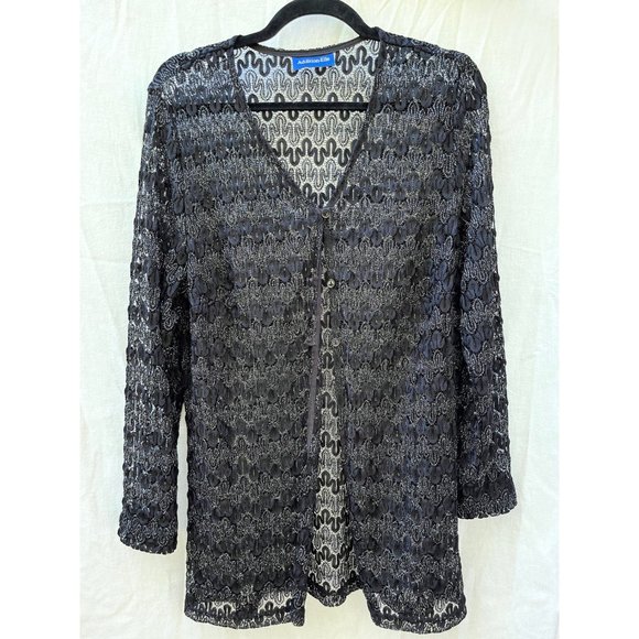 Vintage long black lacy cardigan - Picture 5 of 7